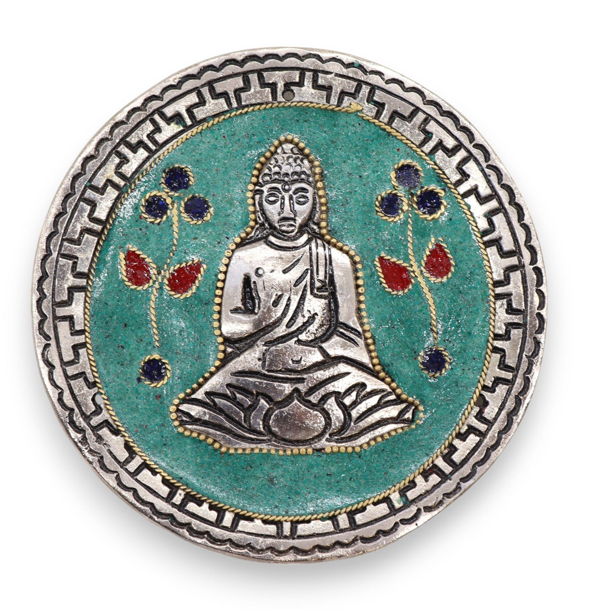 Porta-incienso Buda Decoración Verde 10cm - Portainciensos de aluminio hechos a mano
