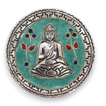 Porta-incienso Buda Decoración Verde 10cm - Portainciensos de aluminio hechos a mano