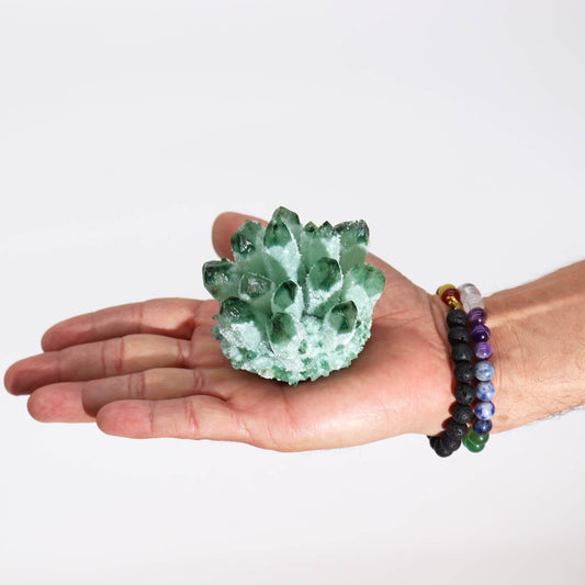 Racimo de Cuarzo Natural Artesanal - Cuarzo Fantasma Verde (aprox 250-300gm 8cm) - Geodas de Calcita Coloreadas y Cúmulos de