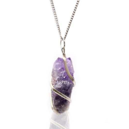 Cascading Wrapped Gemstone Necklace - Raw Amethyst