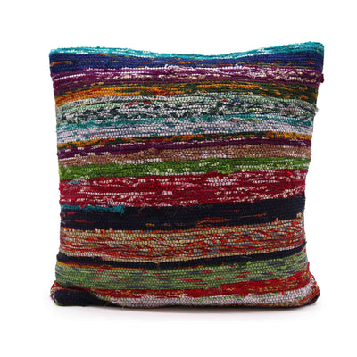 Recycled Rug Cushion Cover - 40x40cm - Blue and Reds