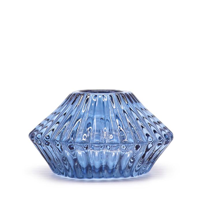 Portavelas reversible con diseño de flor para cena / vela de té - Azul