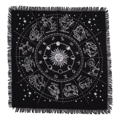Mantel de altar esotérico con flecos - Horóscopo