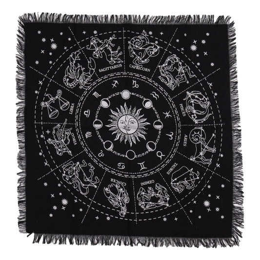 Mantel de altar esotérico con flecos - Horóscopo
