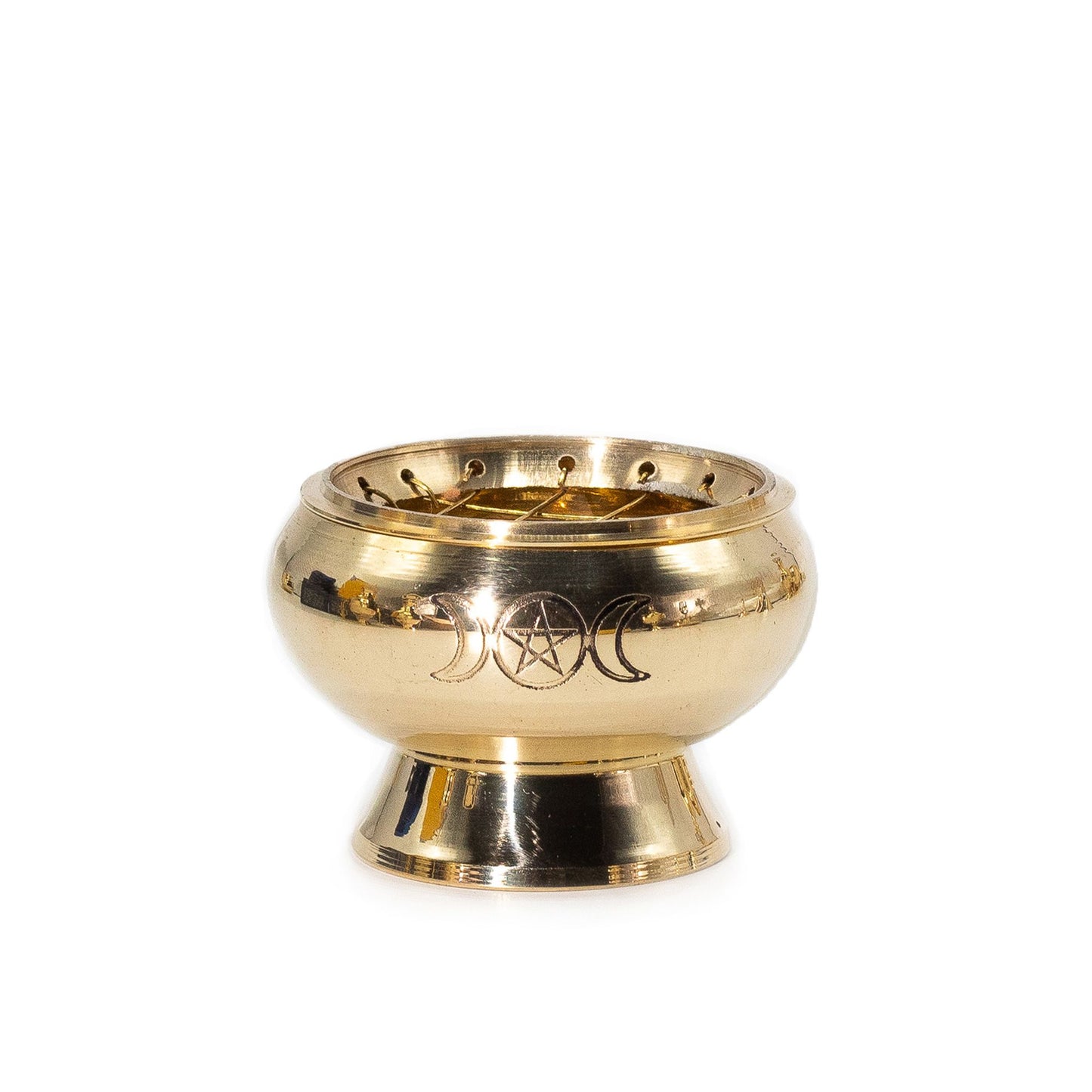 Tarro de incienso de carbón - Pentagrama de la Triple Luna - Quemadores de incienso de latón tradicionales, Artisan Product