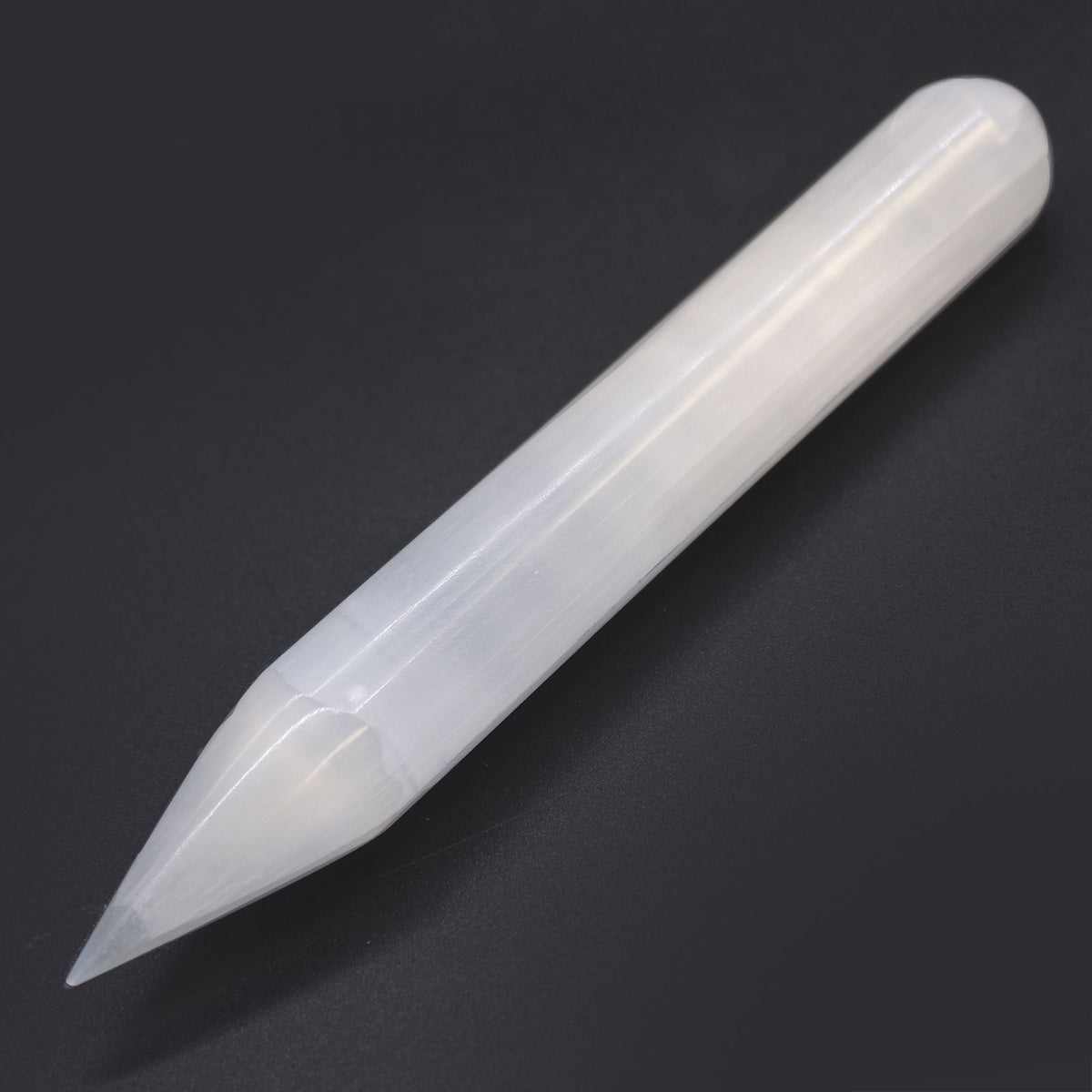 Varita de selenita - 16 cm (Ambos extremos punta)