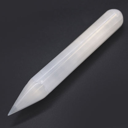 Varita de selenita - 16 cm (Ambos extremos punta)