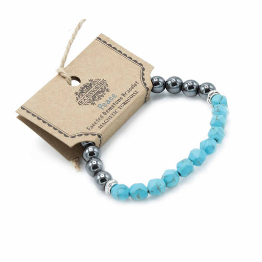Carved Gemstone Bracelet - Magnetic Turquoise