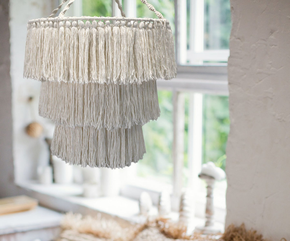Candelabro suave de macramé - Natural
