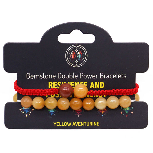 Yellow Aventurine Gemstone Double Power Bracelets