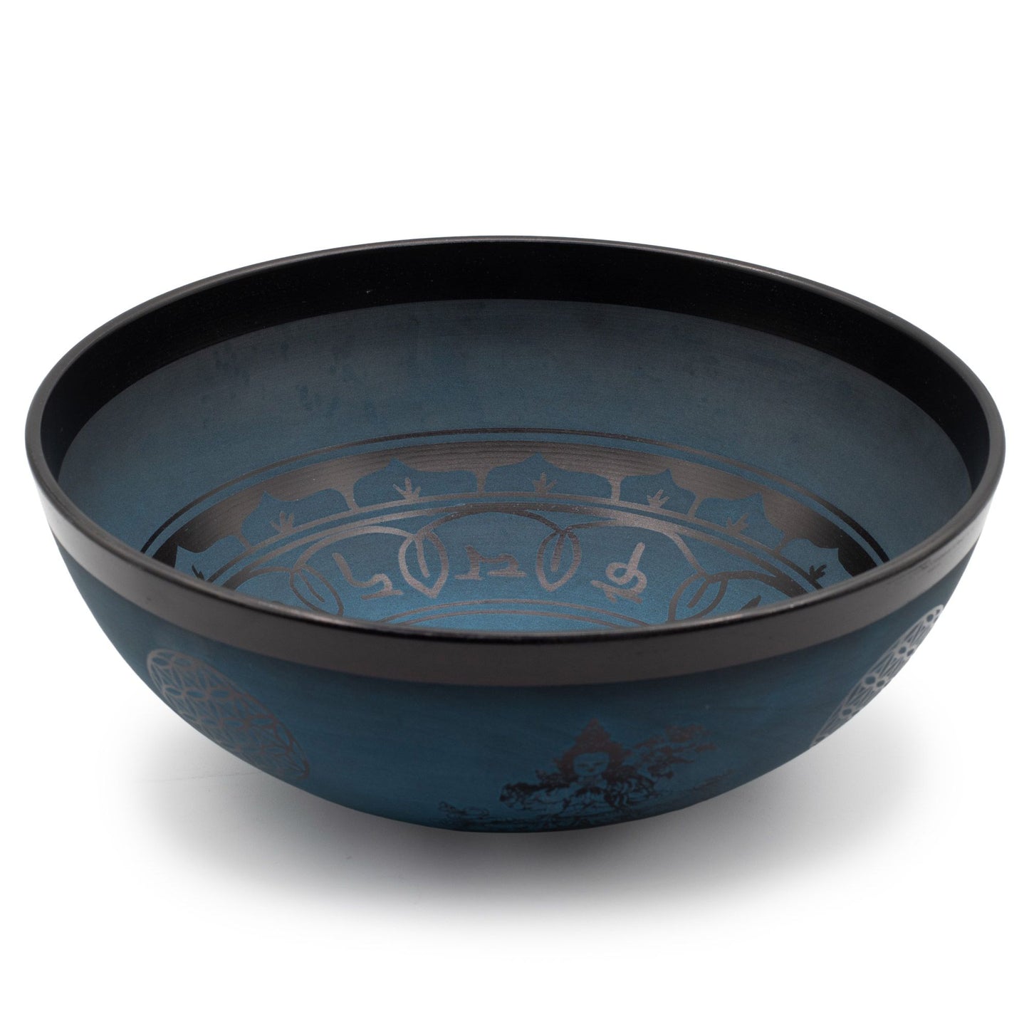 Gran cuenco tibetano de aluminio - diseño tibetano de doble Dorjy - azul (27 cm)