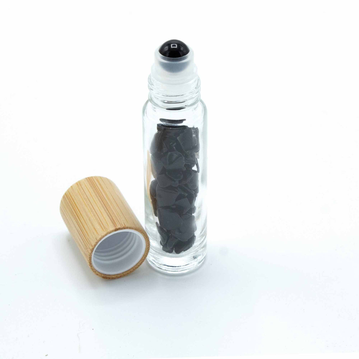 Botella de rodillo de aceite esencial de piedras preciosas - Turmalina negra - Tapa de madera - Botellas Roll-on con gemas 10