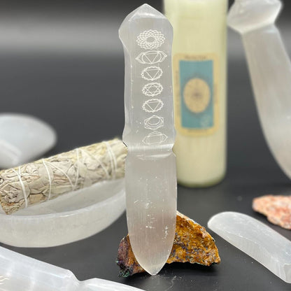 Cuchillo Ritual Selenita - Chakra - Cuchillos Rituales de Selenita