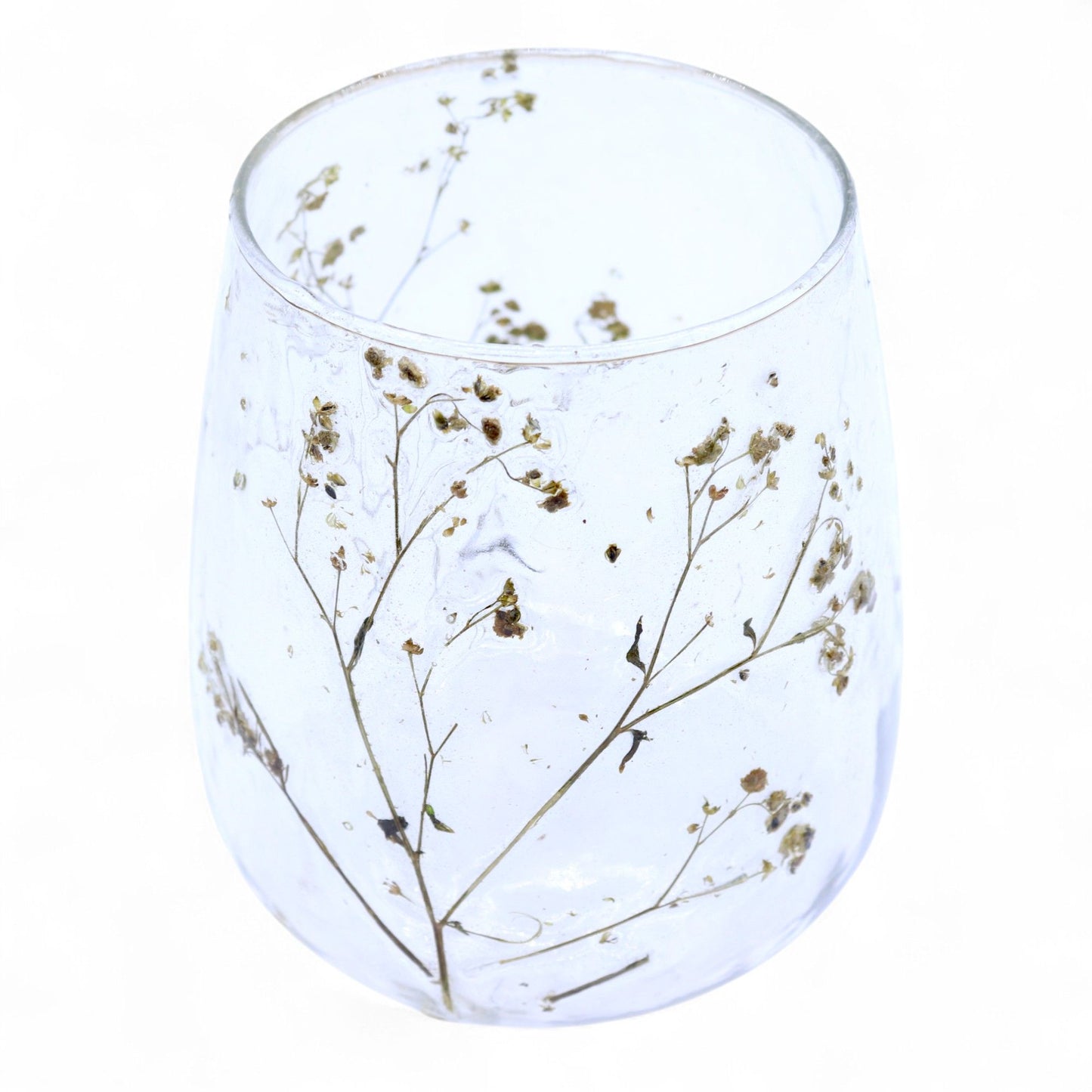 Portavelas de Vidrio floral natural - Jarrón - Margarita  - (12x11cm) - Portavelas de vidrio con motivos florales naturales