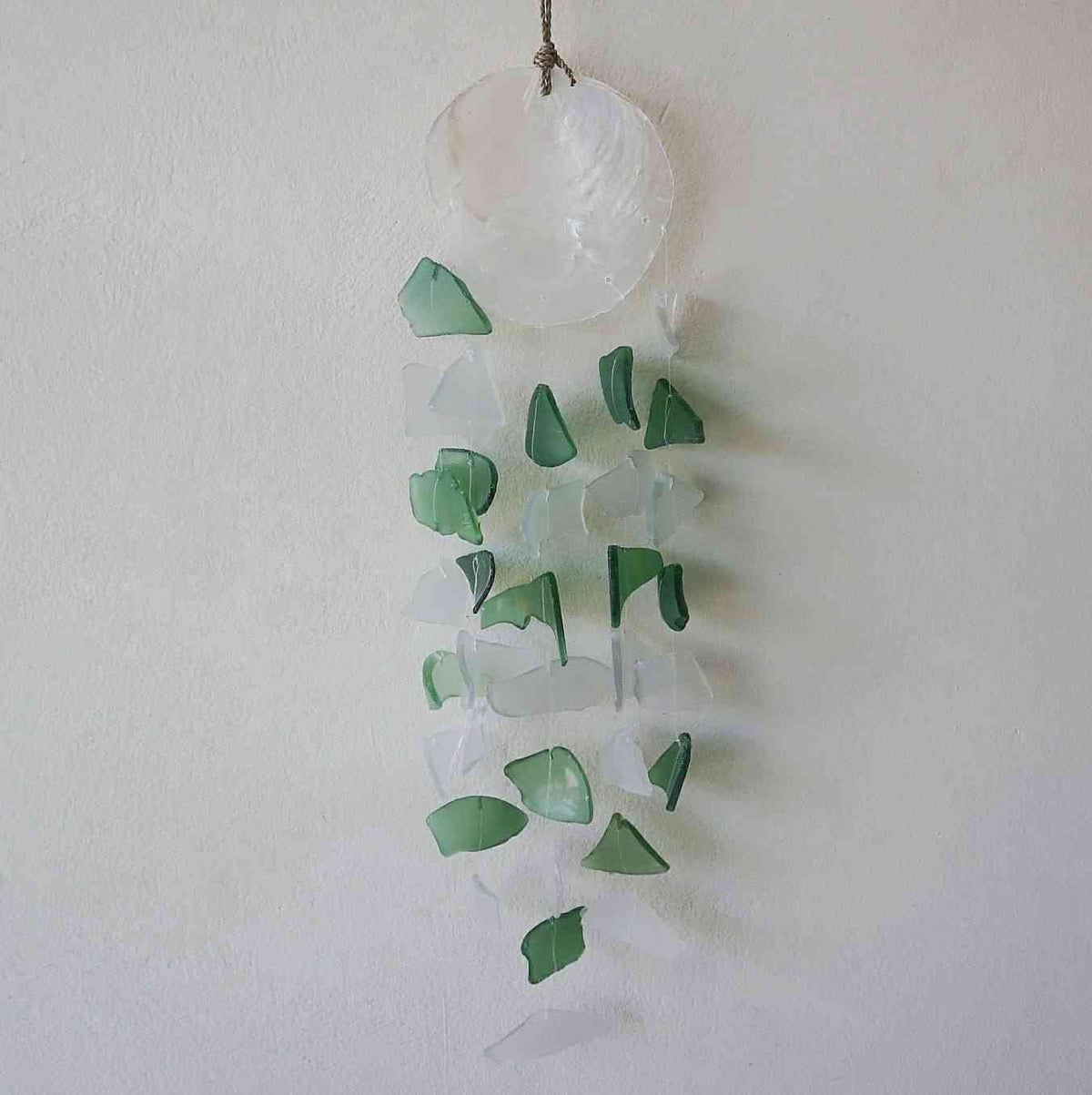 Carillón vidrio reciclado - Verde y Blanco