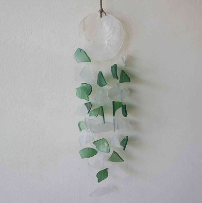 Carillón vidrio reciclado - Verde y Blanco