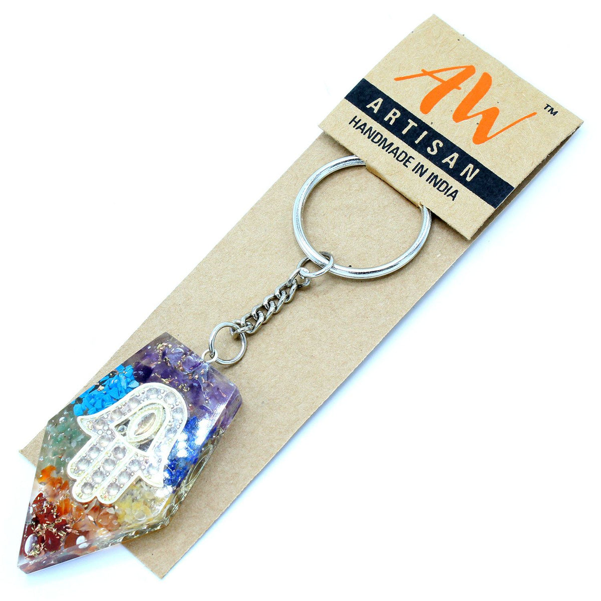Llavero de poder de orgonita - Piedras Preciosas Chakra Hamsa - Llaveros de Orgonita, chakra