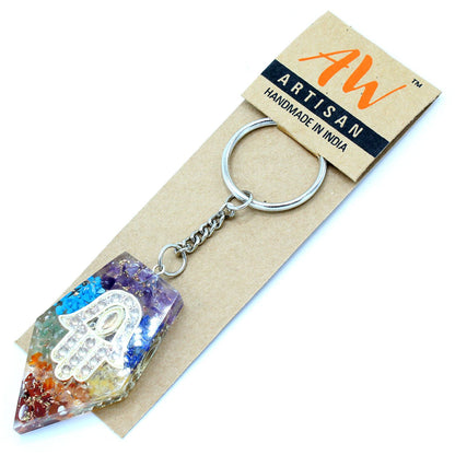 Llavero de poder de orgonita - Piedras Preciosas Chakra Hamsa - Llaveros de Orgonita, chakra