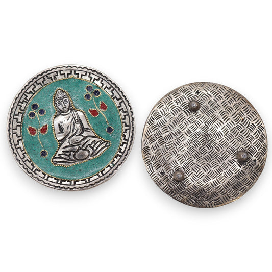 Porta-incienso Buda Decoración Verde 10cm - Portainciensos de aluminio hechos a mano