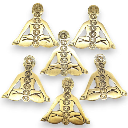 Porta Incienso Yoga Siete Chakras Aluminio Dorado 12x12cm - Portainciensos de aluminio hechos a mano