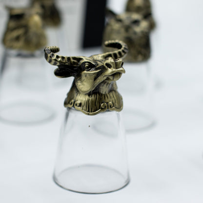 Conjunto de regalo de 12 vasos de chupito Bottom Up (25ml) - Bosque y Criaturas Místicas - Bronce Antiguo