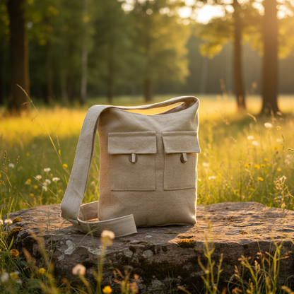 Two-Pocket Bag in Natural Tones - Natural - Large