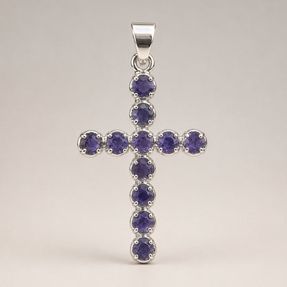 Colgante devocional de la India - Plateado con baño de plata (cadena de 45 cm) - Crucifijo Ionite
