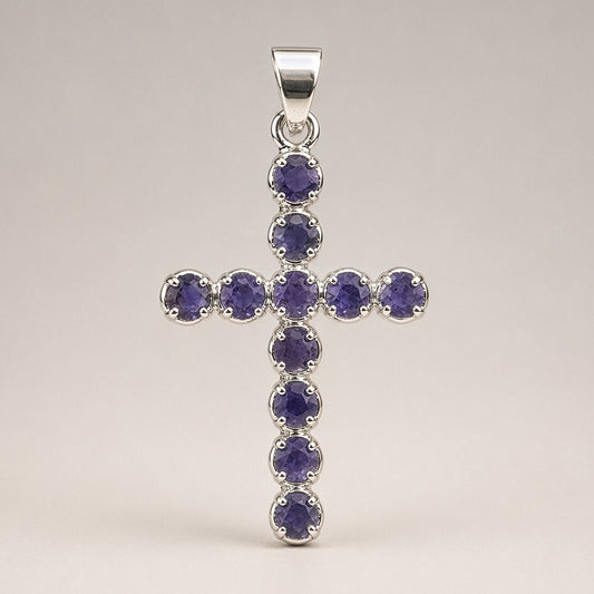 Colgante devocional de la India - Plateado con baño de plata (cadena de 45 cm) - Crucifijo Ionite