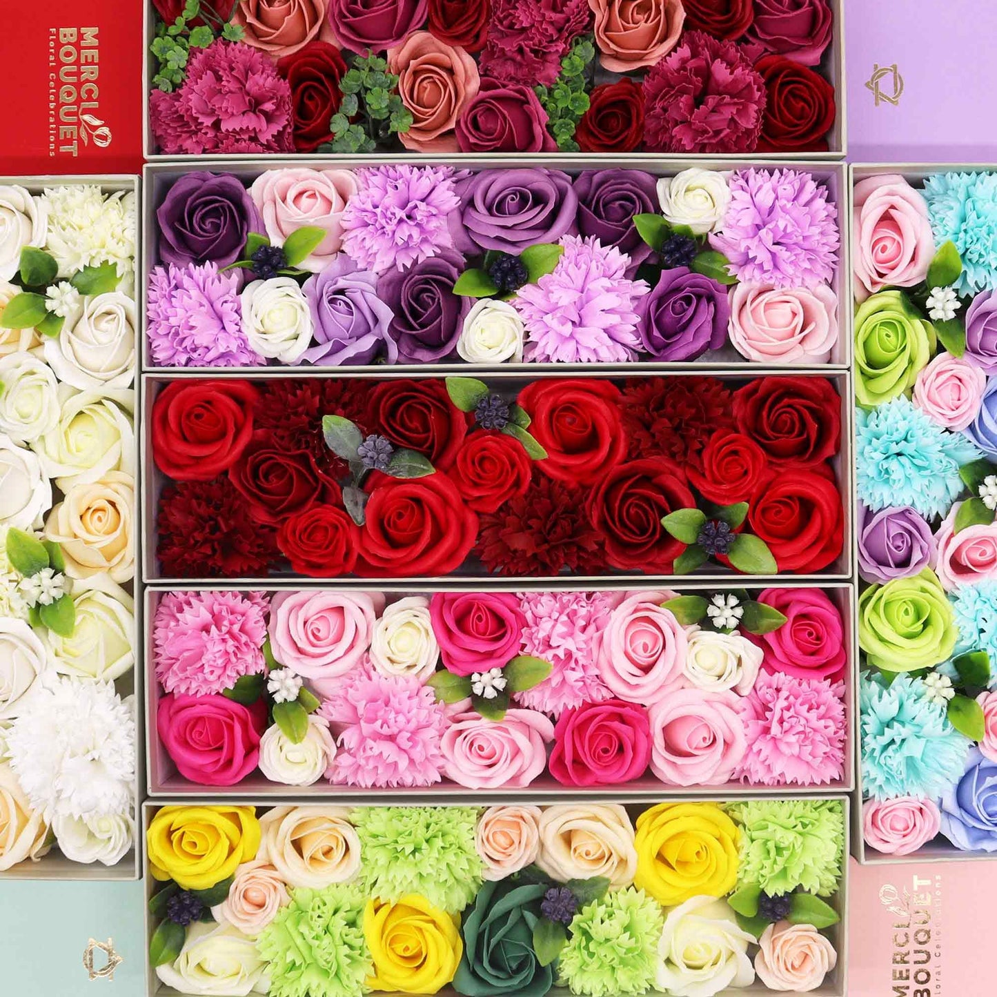 Caja Larga - Rosa Lavanda y Clavel