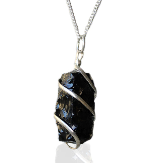 Collier en cascade de pierres précieuses brutes - Onyx noir