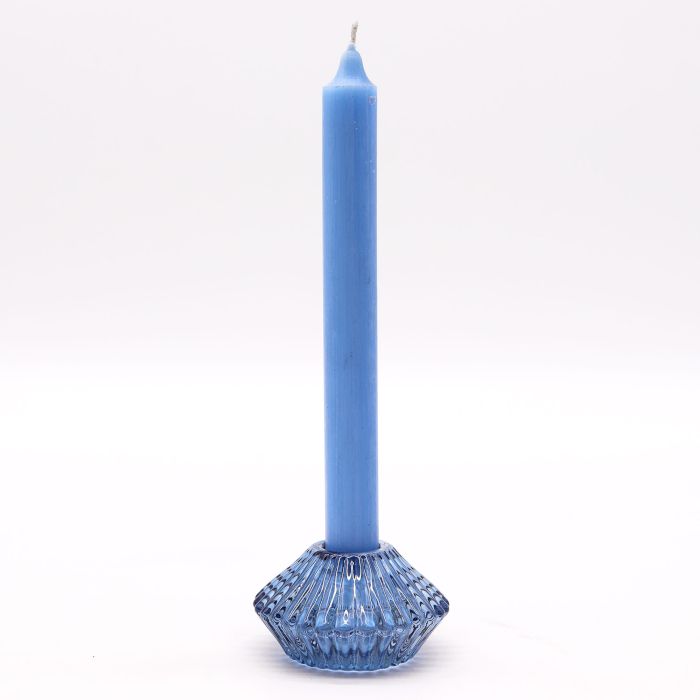 Portavelas reversible con diseño de flor para cena / vela de té - Azul