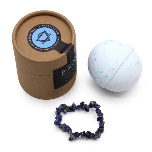 Bomba de baño con pulsera de gemas de sodalita - Bombas de Baño con Pulsera de Piedras Preciosas