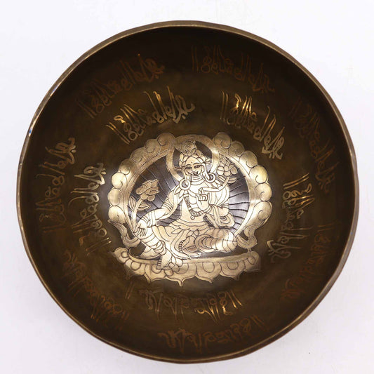 Tara dorada de latón - Set de cuenco especial - Artículos Tibetanos