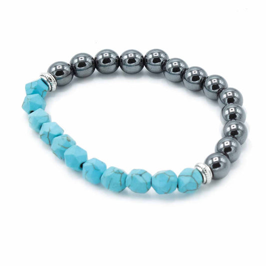 Carved Gemstone Bracelet - Magnetic Turquoise
