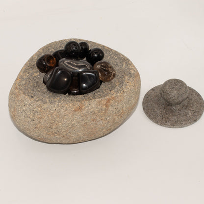 Maceta de piedra de río natural para enraizamiento - Grande (aprox 15x12cm)