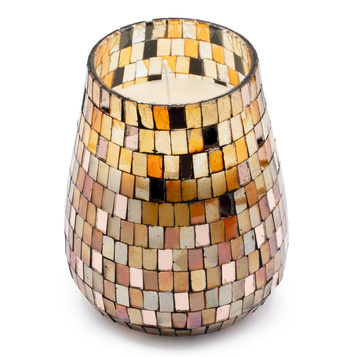 Velas en tarro de vidrio alto - mosaico ámbar - Velas en tarros de vidrio, 150 horas