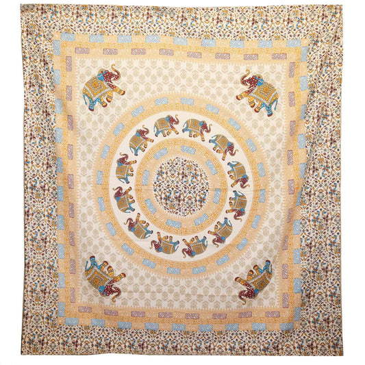 Tapiz / Colgante - Mandala Elefante - Marrón/Naranja sobre Crema