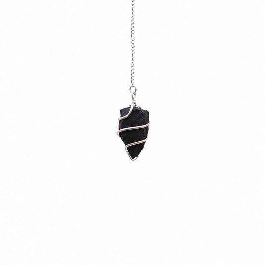Raw Gemstone Pendulum - Black Agate