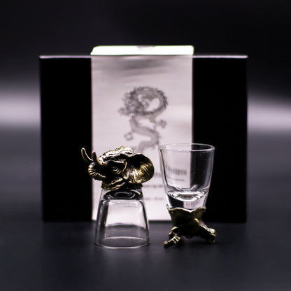 Set de regalo de 6 vasos de chupito (50 ml) - Criaturas Salvajes del Bosque - Bronce antiguo