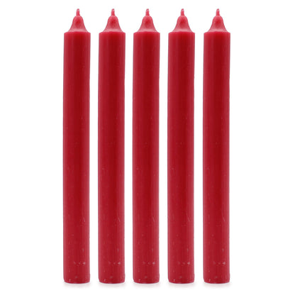 Bulk Solid Colour Dinner Candles - Rustic Red - Pack of 10 - Velas de Cena de Color Sólido - Pack de 10 Unidades