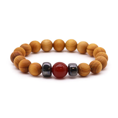 Bracelet en cèdre - Chakra racine - Jaspe rouge