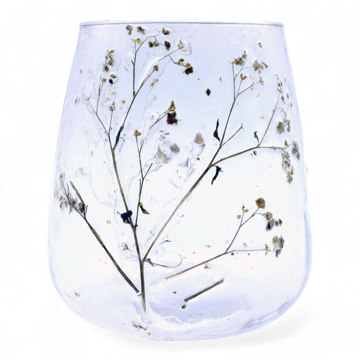 Portavelas de Vidrio floral natural - Jarrón - Margarita  - (12x11cm) - Portavelas de vidrio con motivos florales naturales
