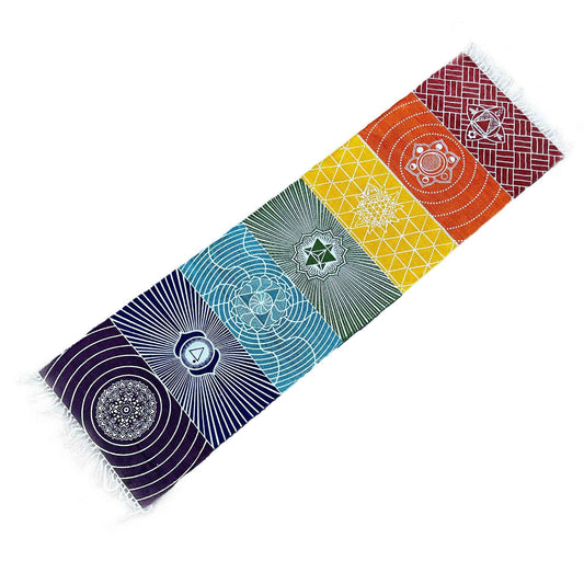 Alfombra de Yoga 100% Algodón - 60x200cm - 7 Chakras - Alfombra India de Algodón, 7 chakras