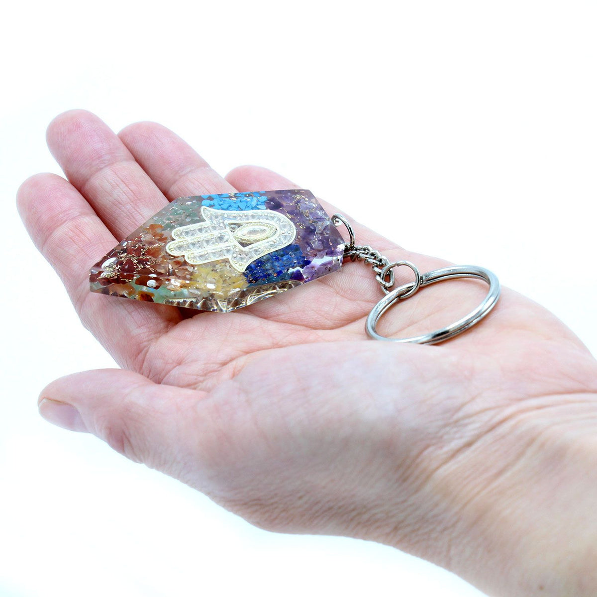 Llavero de poder de orgonita - Piedras Preciosas Chakra Hamsa - Llaveros de Orgonita, chakra