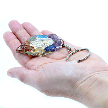 Llavero de poder de orgonita - Piedras Preciosas Chakra Hamsa - Llaveros de Orgonita, chakra