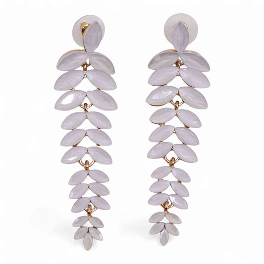 Pendientes de Cristal Vintage - Largo - Perla