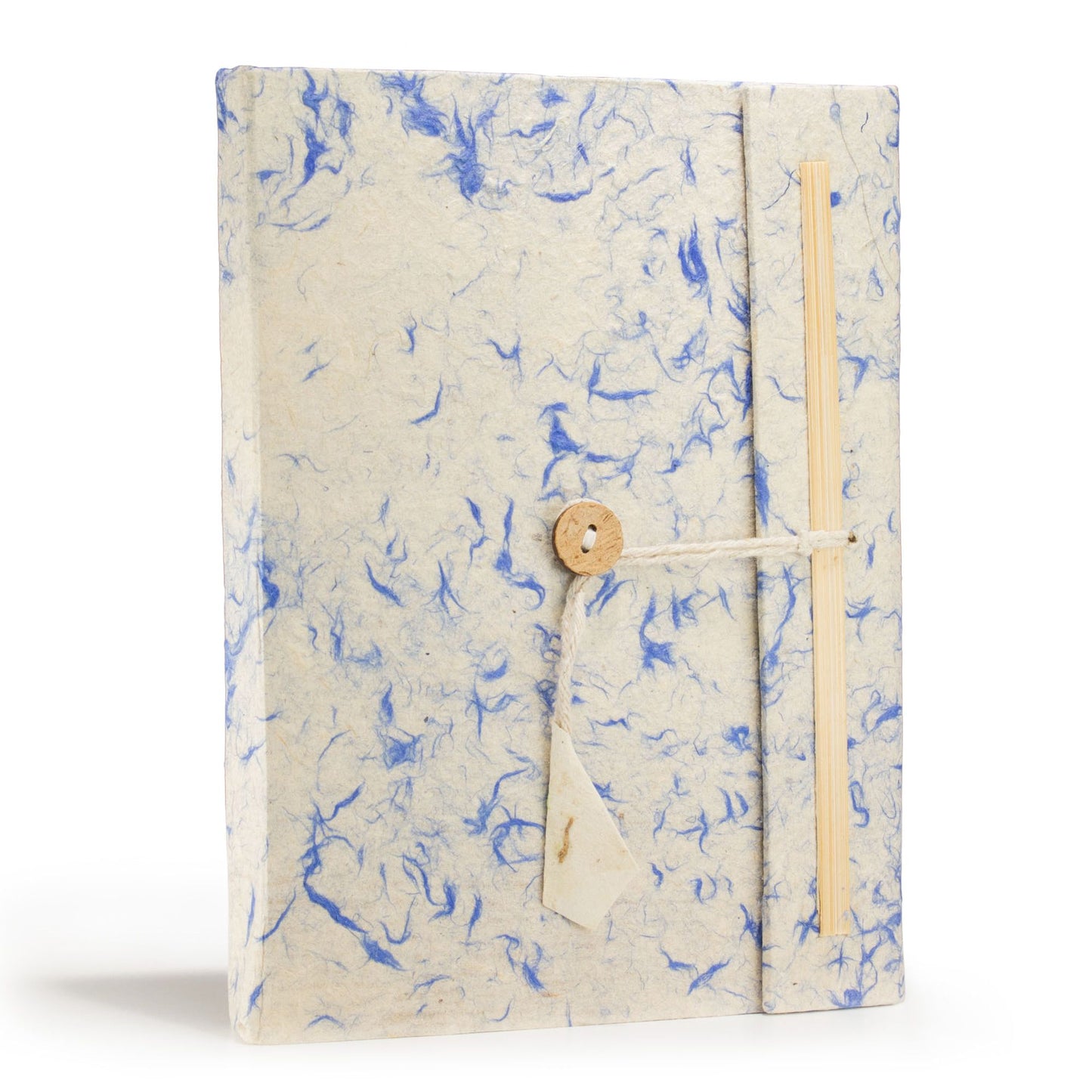 Cuaderno de algodón azul mixto Lokta grande (21x15cm) - 45 hojas - incluye marcador