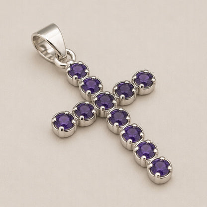 Colgante devocional de la India - Plateado con baño de plata (cadena de 45 cm) - Crucifijo Ionite