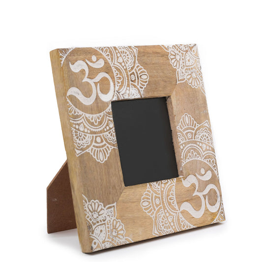 Pequeño Marco de Madera de Mango (para 10x10cm) 20x20x2cm - Mandala Blanco