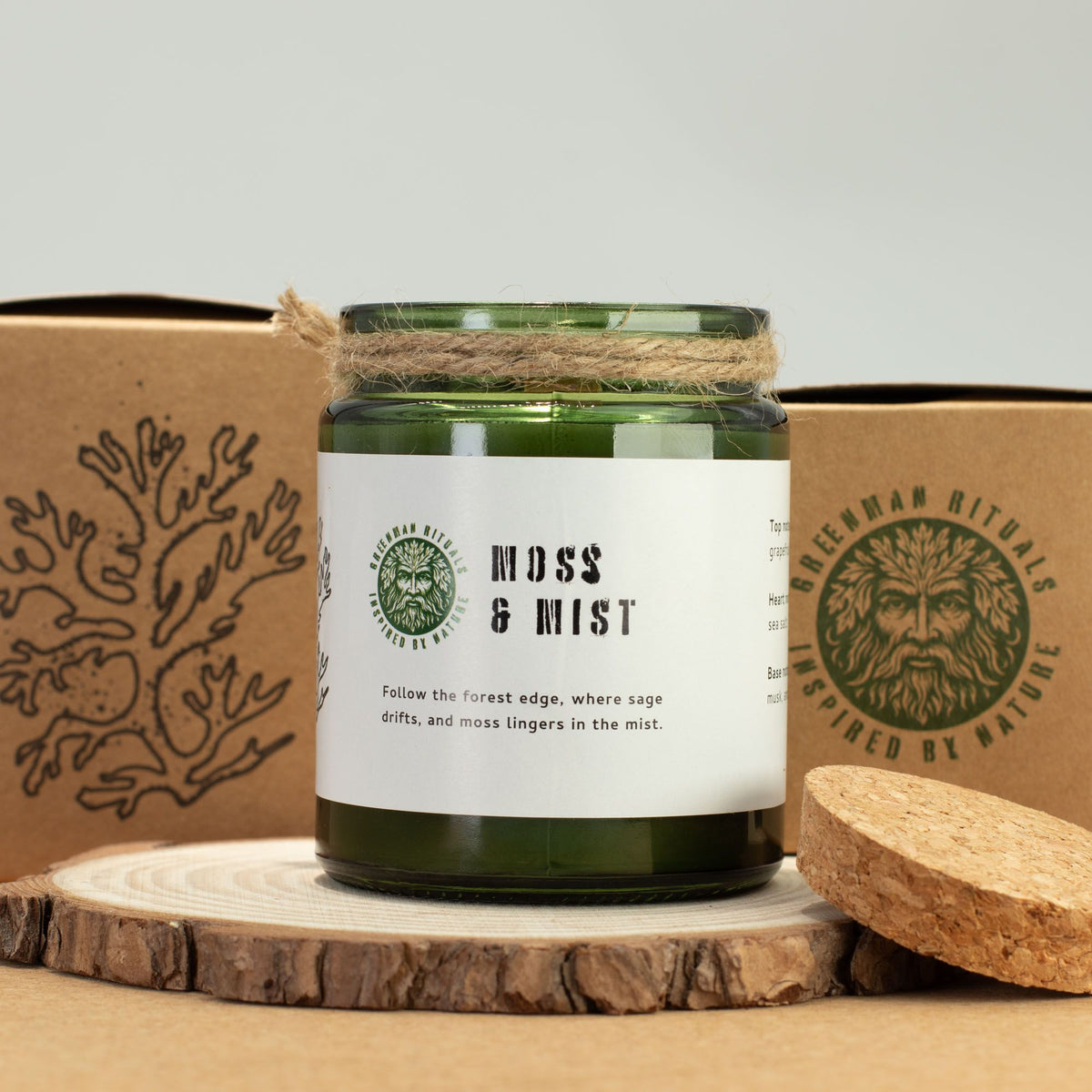 Greenman Woodwick Vela de Soja - Musgo y Neblina - Velas de soja Woodwick de Greenman Rituals, Eco Friendly